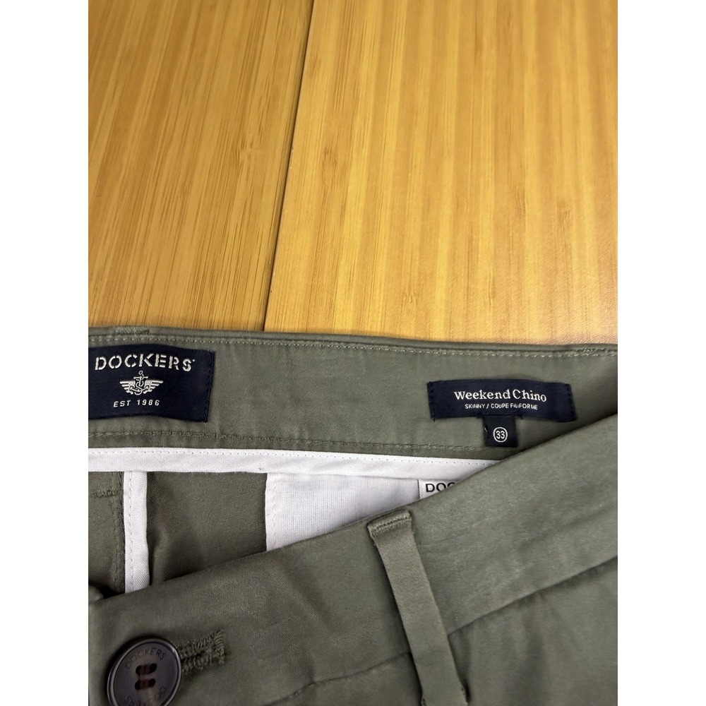 DOCKERS-NWT-Women's Green Weekend Chino Skinny Mid Rise Flat Front Pants-Sz 33R - Picture 6 of 7
